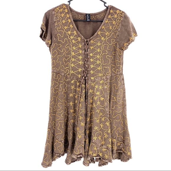 Sacred Threads Dresses & Skirts - Sacred Threads bohemian embroidered mini d…